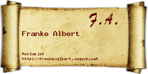 Franke Albert névjegykártya